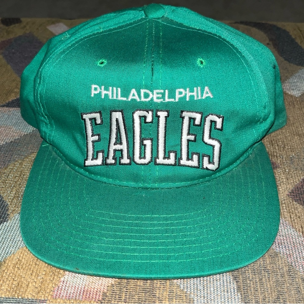 Philadelphia Eagles Vintage 90s Starter Arch Snapback Hat Cotton Green NFL